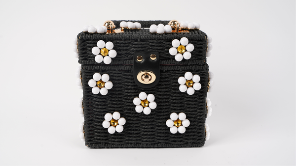 Wicker Bucket Daisy Flower Purse