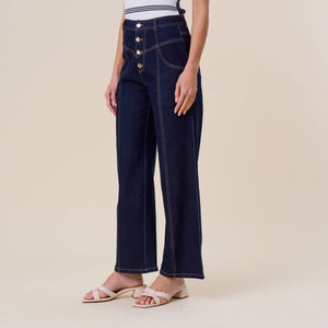 Button Stretch Indigo Jeans