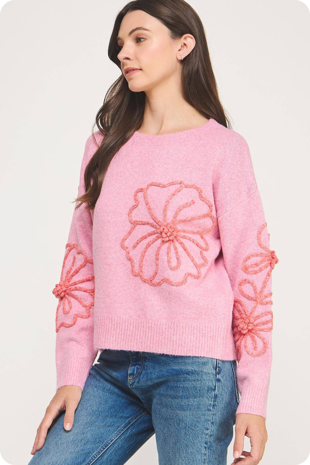 Floral Embroidered Knit Sweater