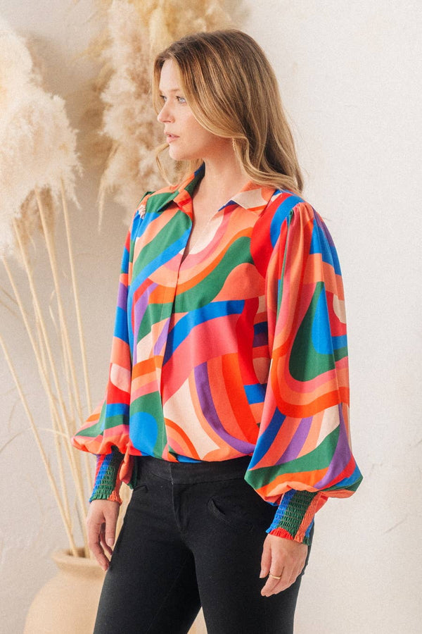 Geo Print Blouse
