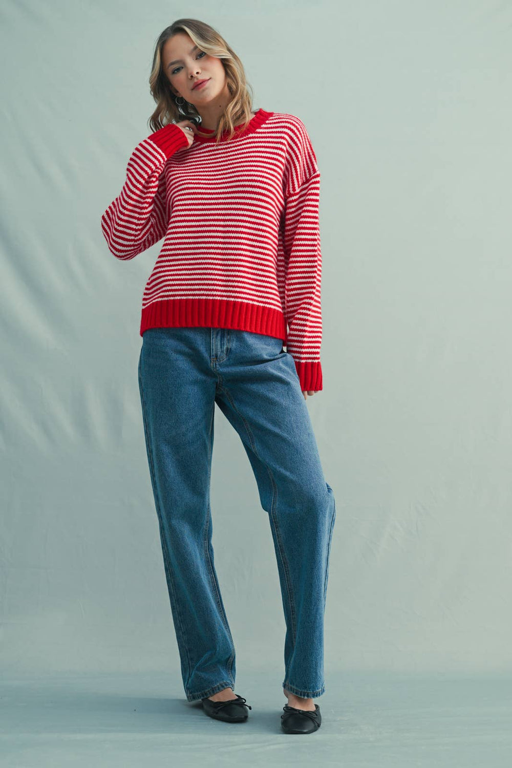 Striped Drop-Shoulder Sweater