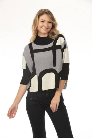 Veda Abstract Knit Mock Neck