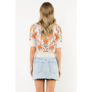 Short Sleeve Floral Knit Top