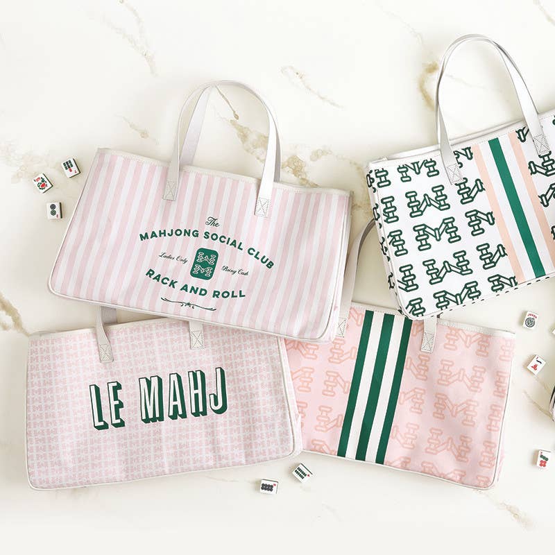 Mahjong Canvas Tote - Mahj Pink