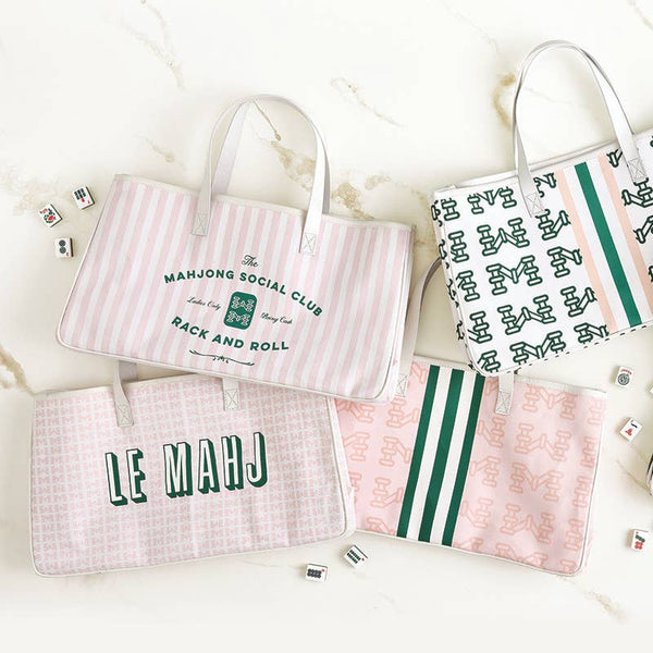 Mahjong Canvas Tote - Mahj Pink