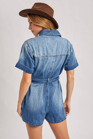 Denim Belted Romper