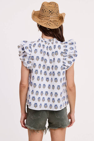 Floral Cluster Ruffle Blouse