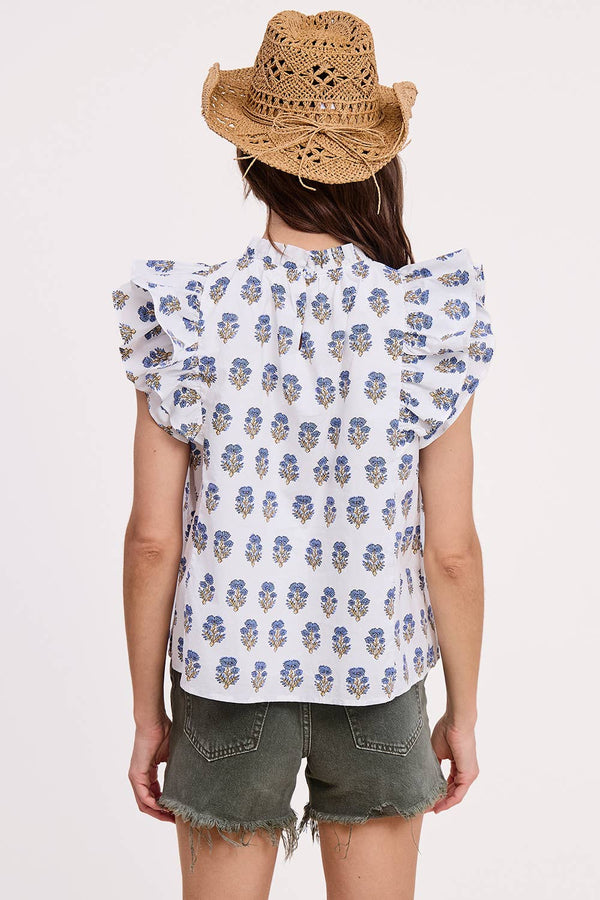Floral Cluster Ruffle Blouse