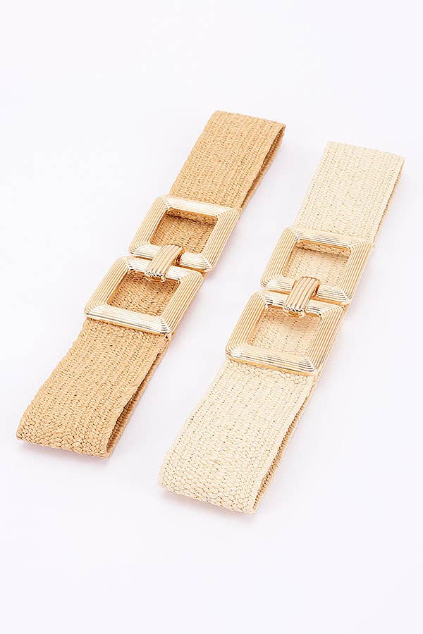 Woven Double Square Buckle Stretch Belt PB8906