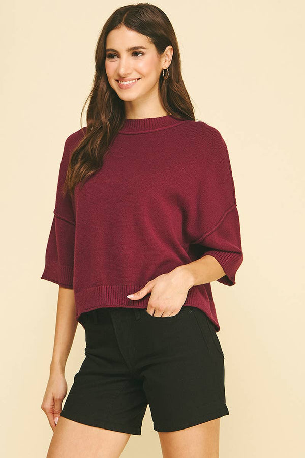 Soft Knit Short Sleeve Sweater Top