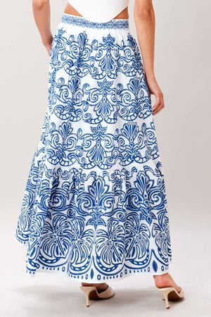 A Printed Woven Full Midi Skirt