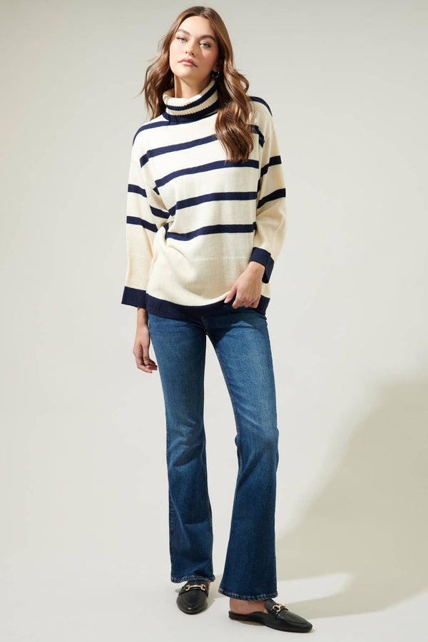 Hailey Hunter Striped Turtleneck Sweater