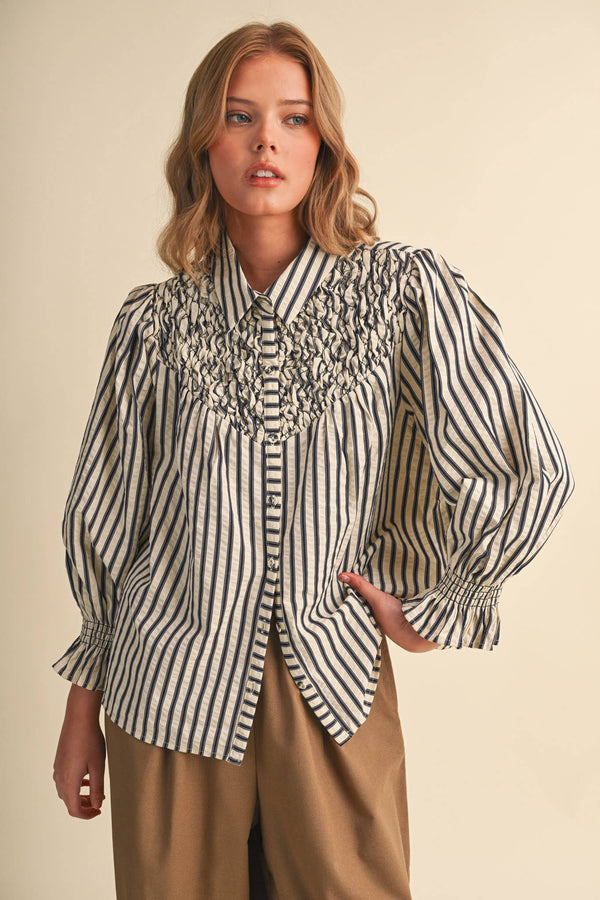 Striped Smocked Top