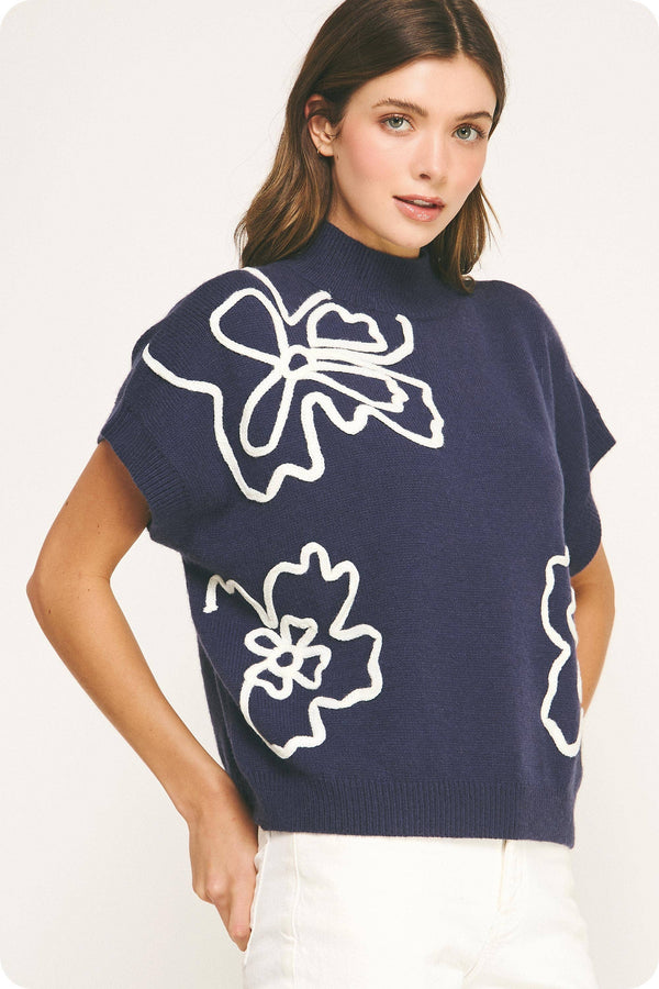 Floral Embroidered Knit Top