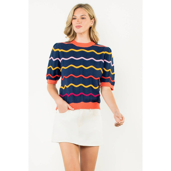 Short Sleeve Pattern Knit Top