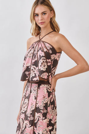 Floral Print Paneled Detail Set