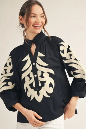 Baroque applique detail top