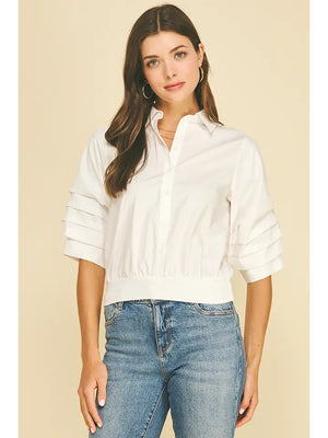 Cropped Shirt with Banded Hem