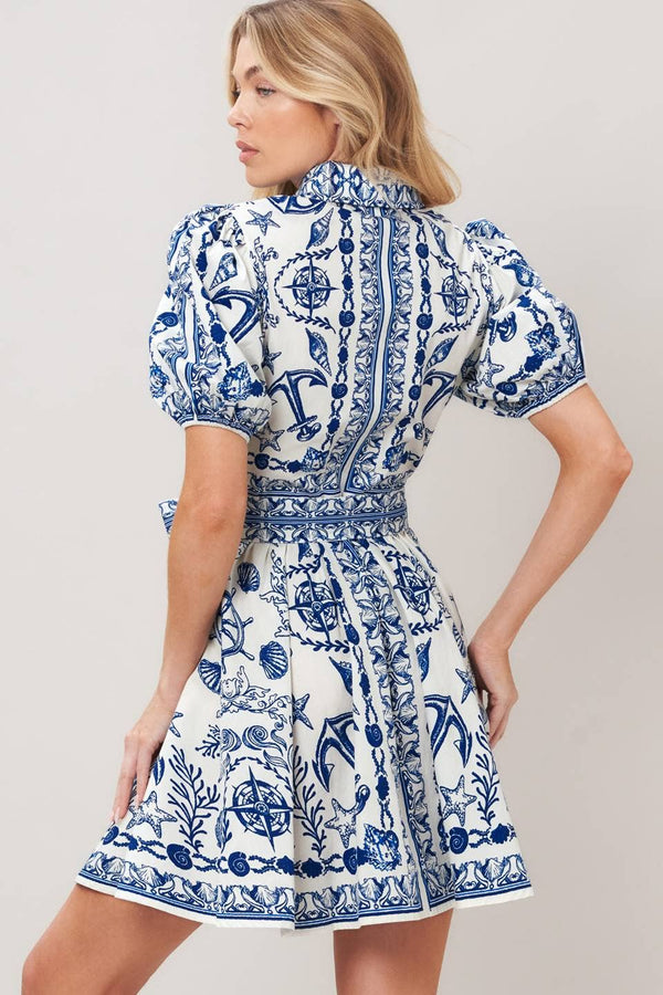 A Printed Woven Mini Dress