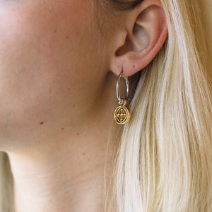 small hoop medallion earrings