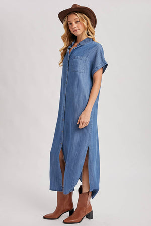 Denim Side Slit Dress