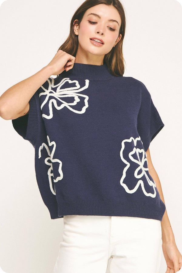Floral Embroidered Knit Top