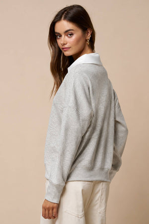 Contrast Collared V Neck Top