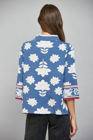 Floral Border Jacquard Sweater