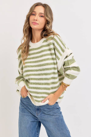 Soft Cozy Everyday Wardrobe Striped Knit Sweater
