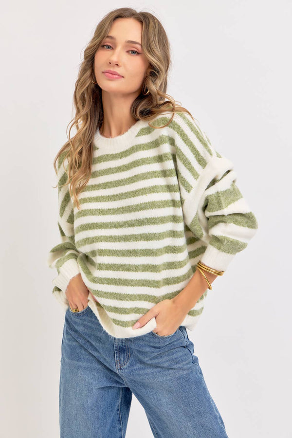 Soft Cozy Everyday Wardrobe Striped Knit Sweater