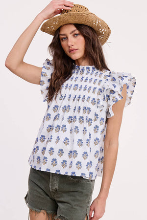 Floral Cluster Ruffle Blouse