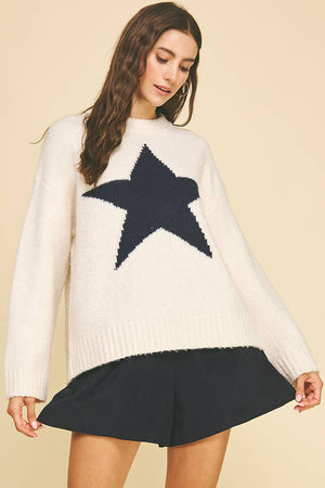 Star Knit Oversized Sweater