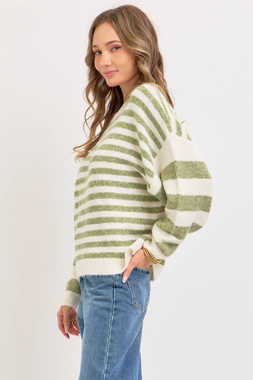 Soft Cozy Everyday Wardrobe Striped Knit Sweater