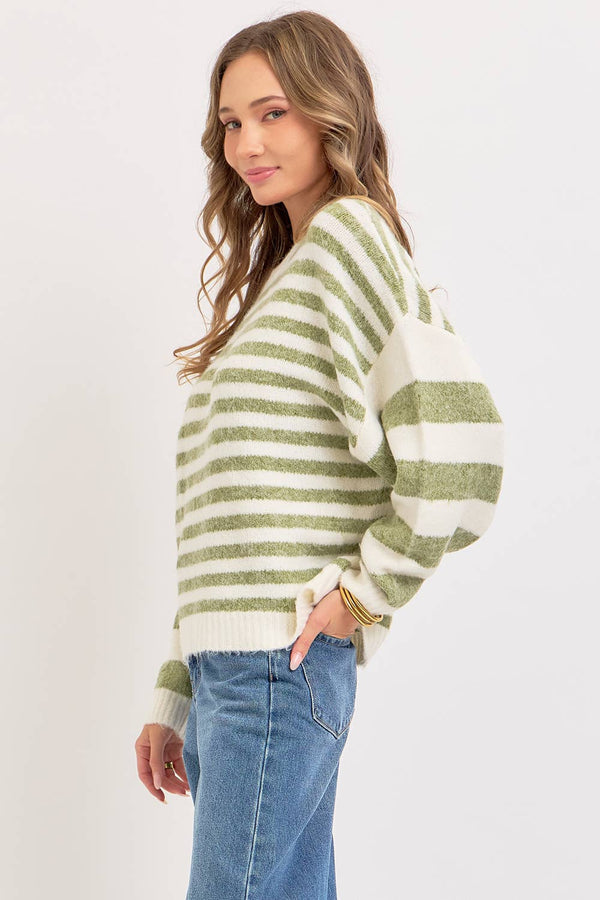 Soft Cozy Everyday Wardrobe Striped Knit Sweater