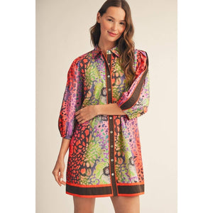 Multi Color Leopard Floral Dress