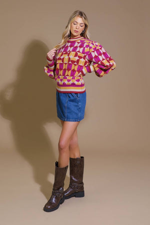 Cozy jacquard knit sweater