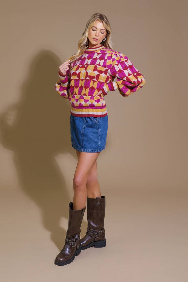 Cozy jacquard knit sweater