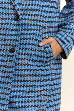 Houndstooth Double Breasted Longline Coat