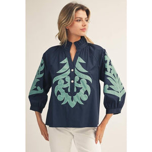 Baroque applique detail top