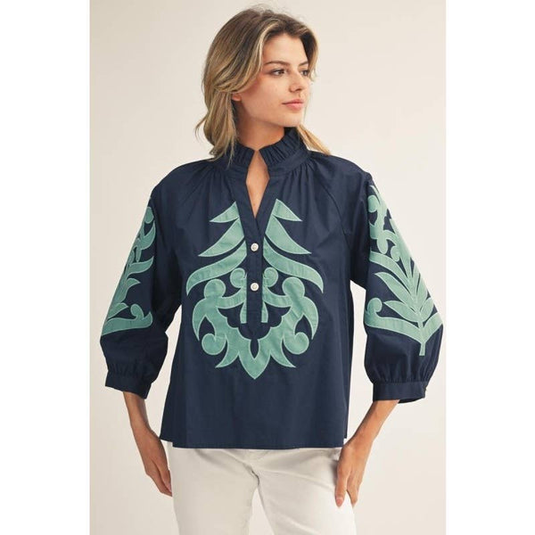 Baroque applique detail top
