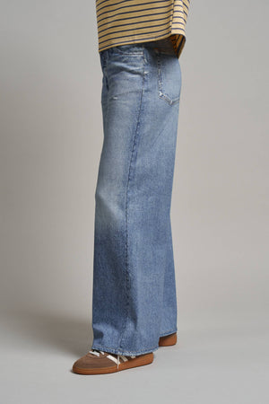 Faux Denim French Terry Wide Leg Pants
