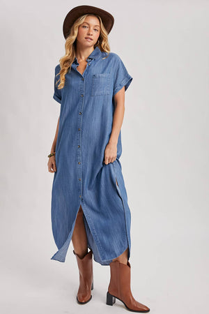Denim Side Slit Dress