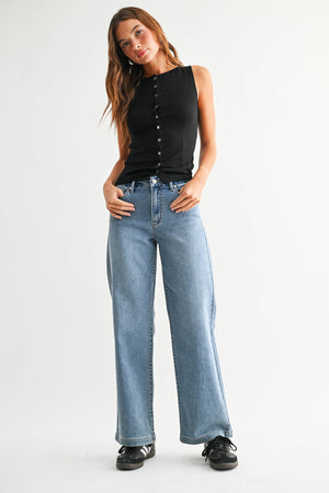 Washed Wide Leg Jeans