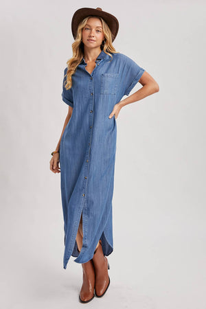 Denim Side Slit Dress