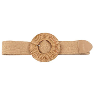 WOVEN ELASTIC BELT ROUND RATTAN BUCKLE