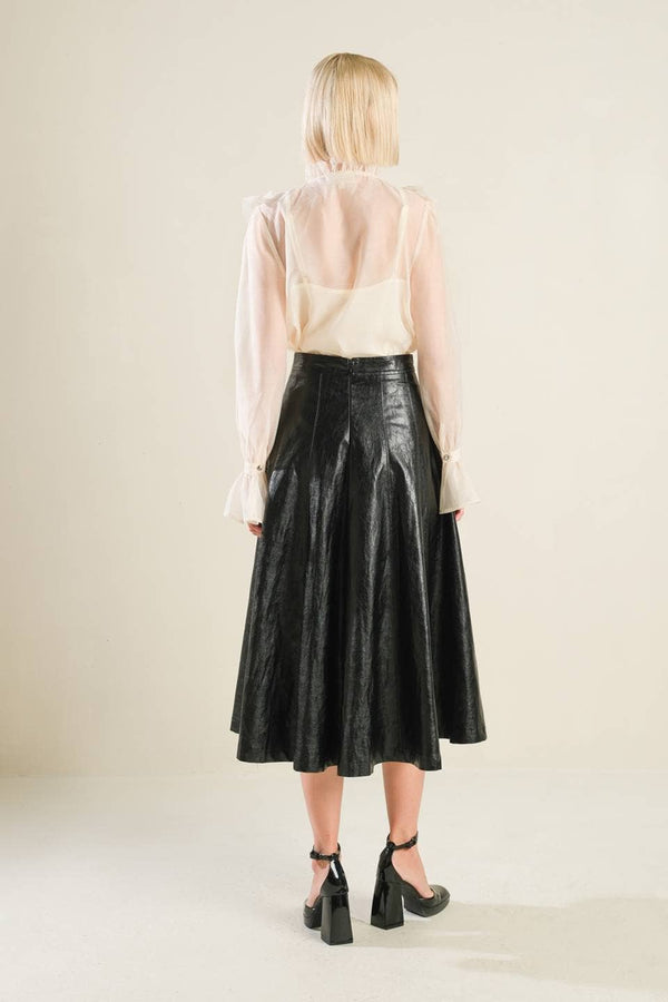 A faux leather full skirt
