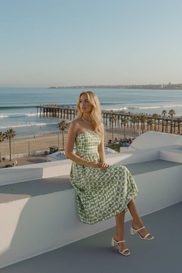 Geometric Print Midi Dress