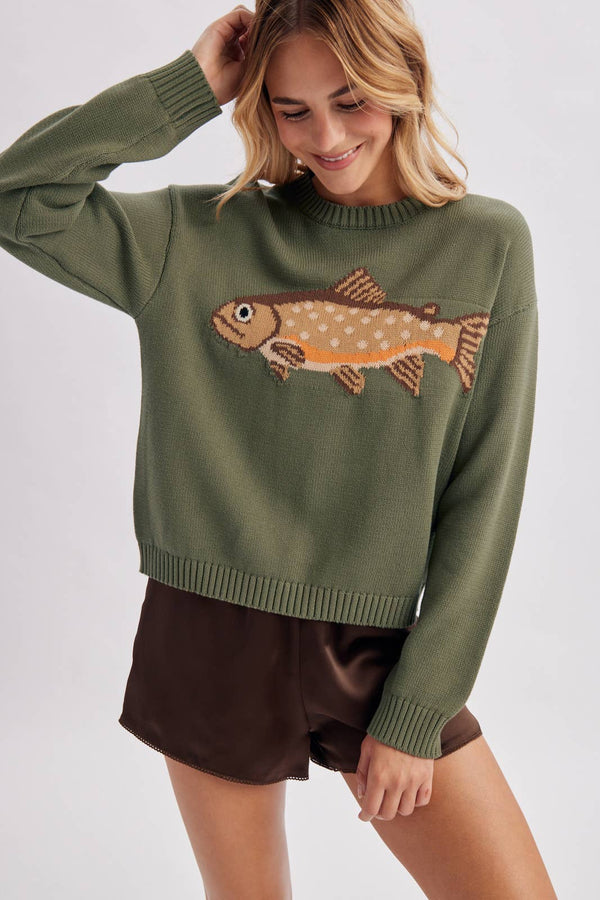 Crewneck Fish Sweater