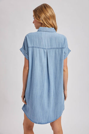 DENIM BUTTON DOWN SHIRT DRESS