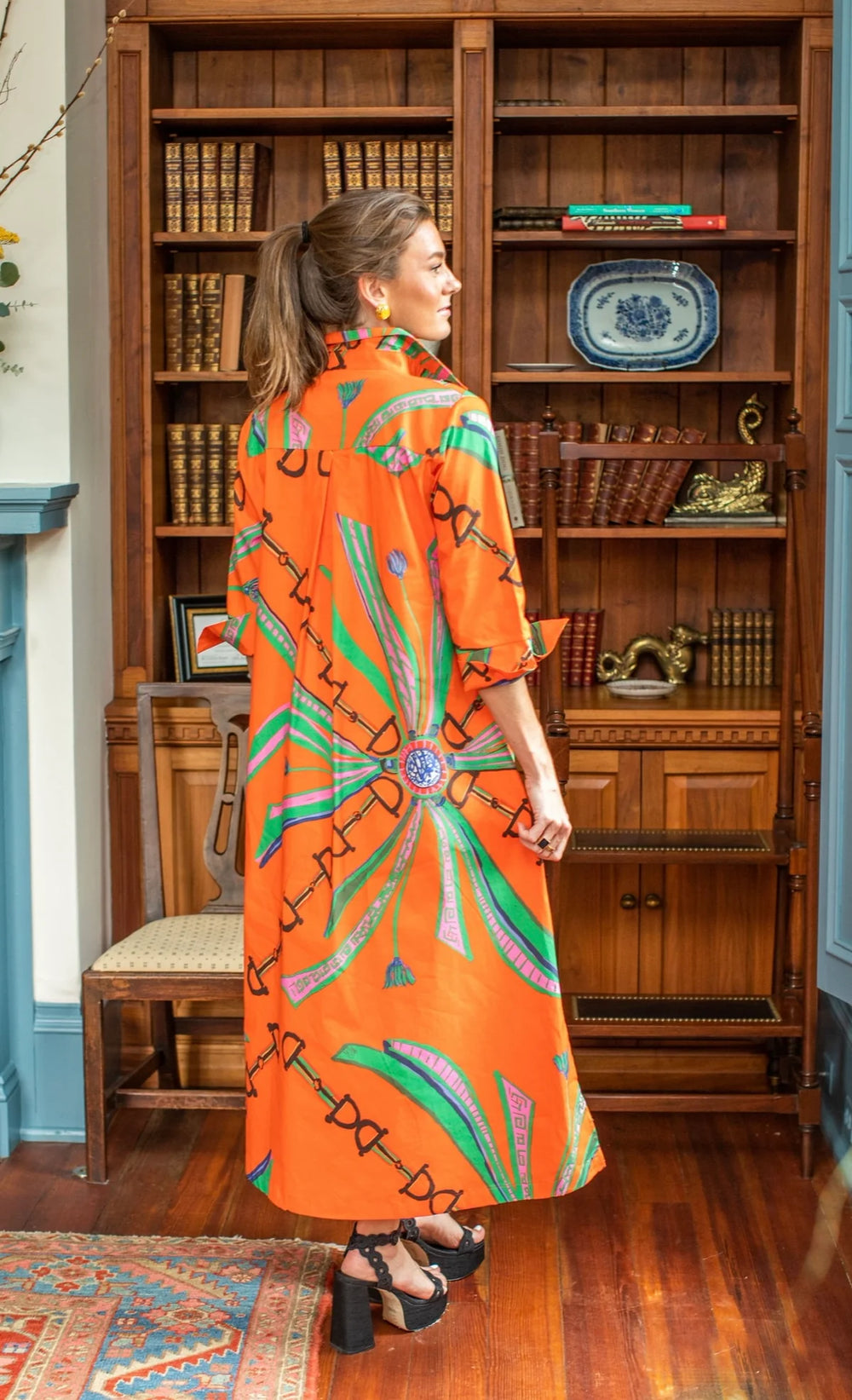 Estate Orange Shirt Dress- Long